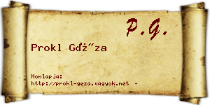 Prokl Géza névjegykártya
